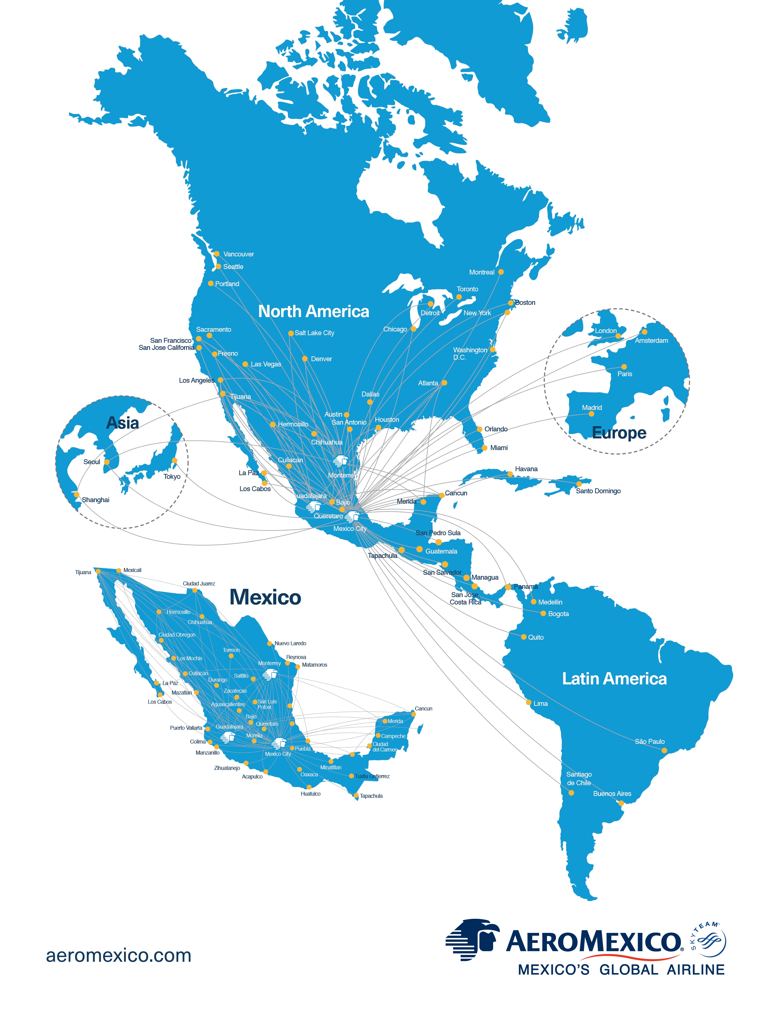 Aeromexico - Mapa Internacional Ing 